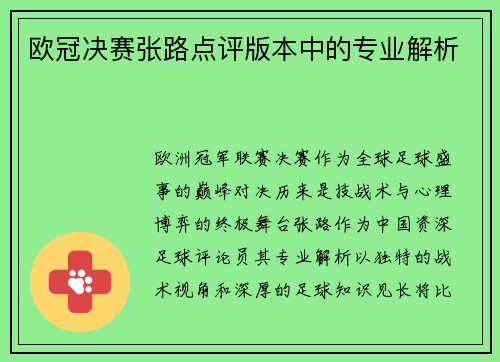 欧冠决赛张路点评版本中的专业解析
